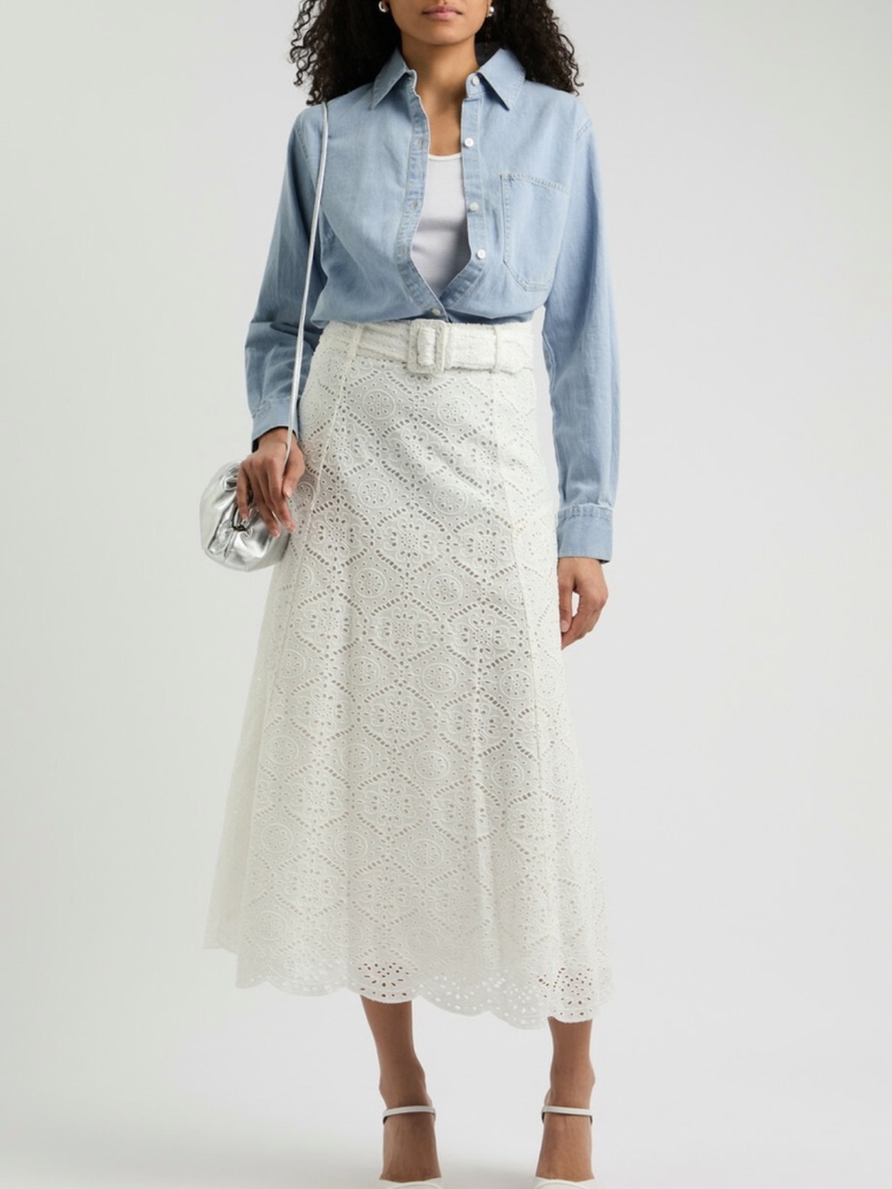Veronica Beard Maya Chambray Button-Down Shirt in Sky - Picture 4 of 11